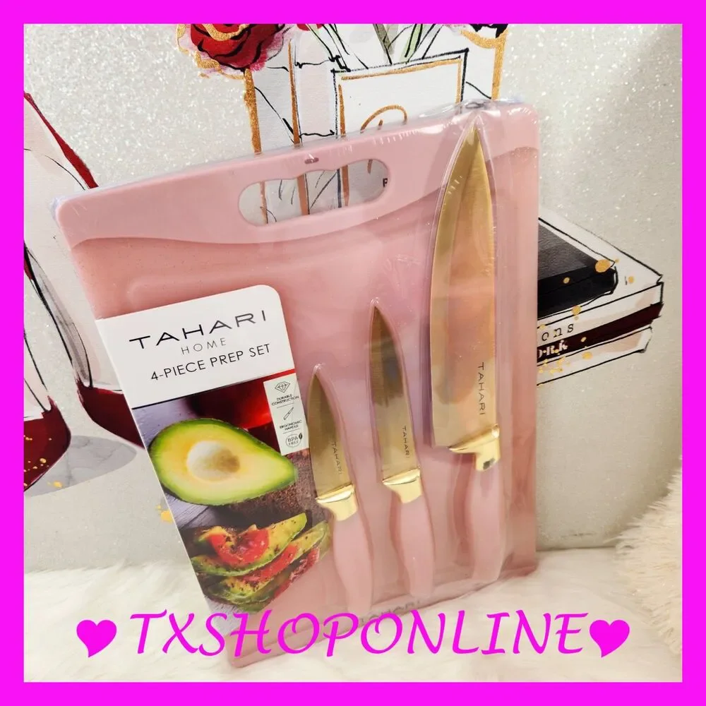 💕🍽 {Tahari} Home 4 pc prep set cutting board & knives🍽💕 NEW